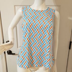 J. McLaughlin Fitted Blue and Orange Tank Top